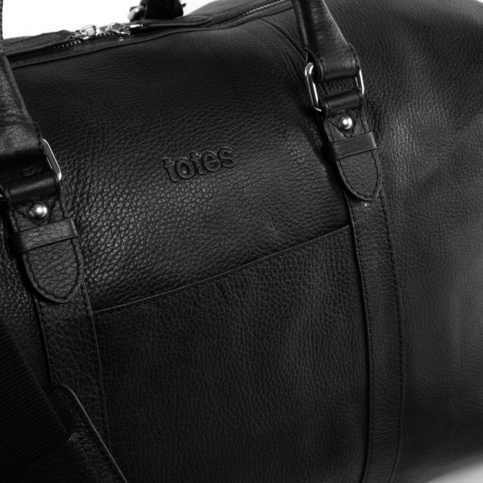 totes® Genuine Leather Weekender Bag Black Extra Image 4